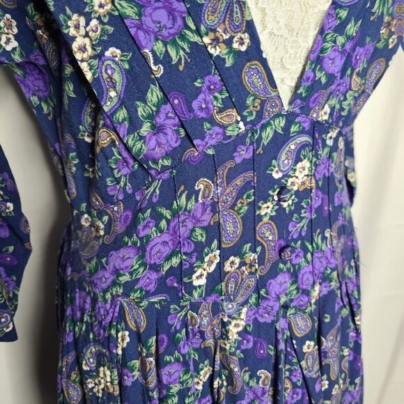 Vintage 90s Dark Moody Floral Boho Dress - Picture 5 of 14